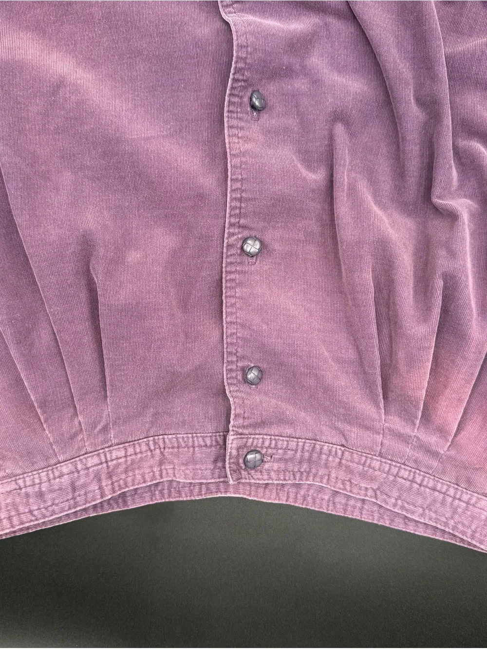 Vintage Button-Front Corduroy Midi Skirt - Purple